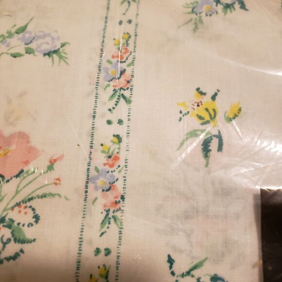 Vintage MARLBOROUGH SHEET FLAT FULL Size Set of 2 New Old Stock CHINTZ STRIPE - Picture 2 of 9